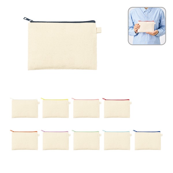 カラーファスナーキャンバスフラットポーチ（S）