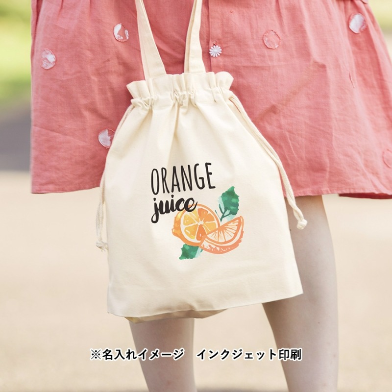 厚手コットンガゼット巾着トート（M）ナチュラル