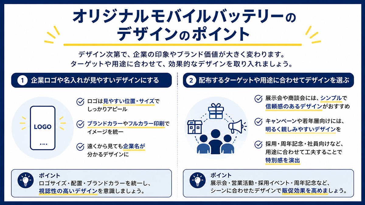 オリジナルモバイルバッテリーのデザインのポイント