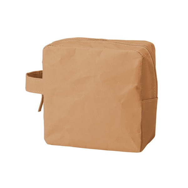 イークラフト・ウォッシャブルペーパースクエアポーチ（ベージュ）