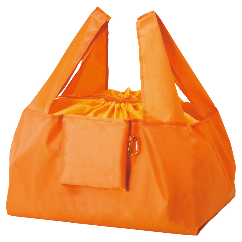 セルトナ・巾着ショッピングポータブルエコバッグ（カラビナ付き）（オレンジ）
