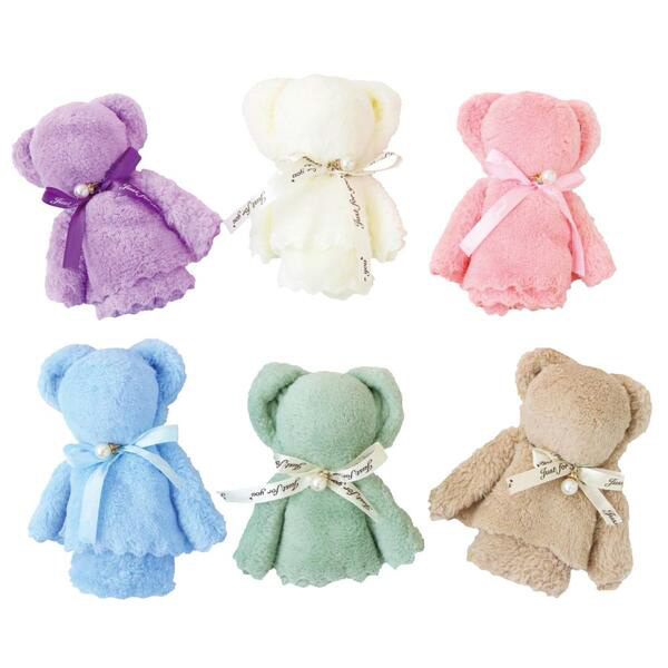 くま型マスコット　マイクロファイバーハンドタオル1枚