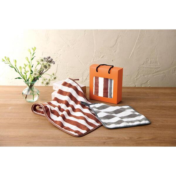 ふんわりストライプ　フェイス＆ハンドタオル