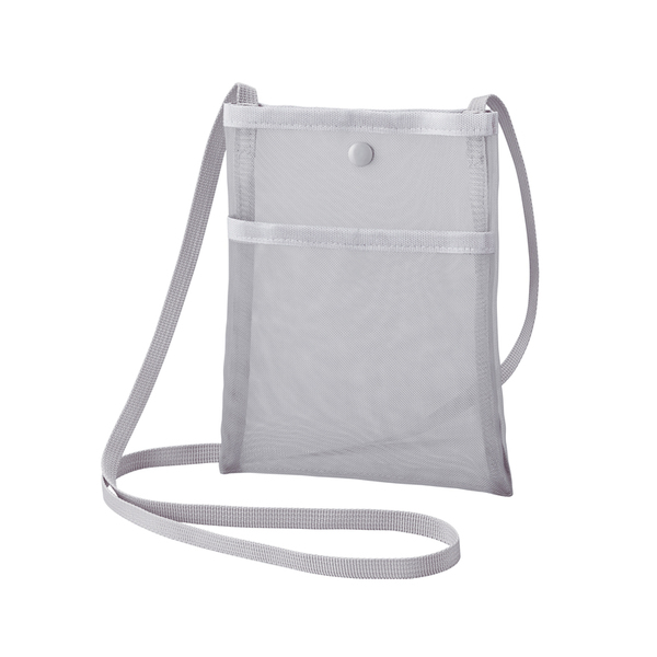 プラシャープ・フロントポケット付きメッシュサコッシュ（グレー）