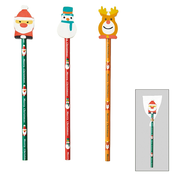 クリスマス消しゴム付き鉛筆