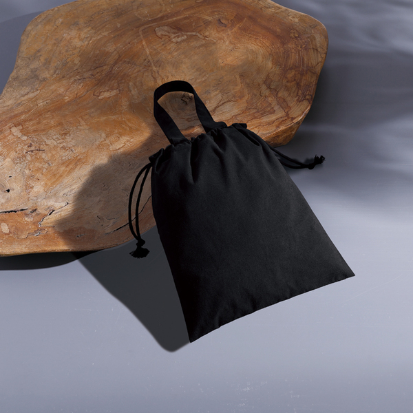 スフィア・リサイクルコットンフラット2WAY巾着バッグ（ブラック）