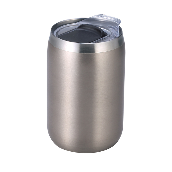 スライド式蓋付き真空二重構造ステンレスタンブラー（シルバー）