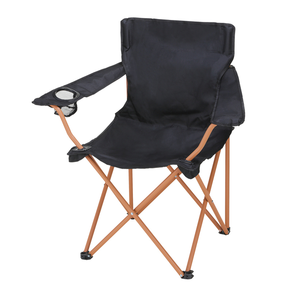 レジャーアンドライフ・ポータブルチェア（ひじ掛け付き）（ブラック）