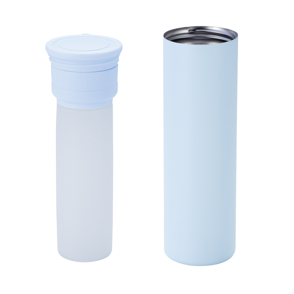 持ち運べるシリコン氷のう（ステンレスケース付き）（スカイブルー）