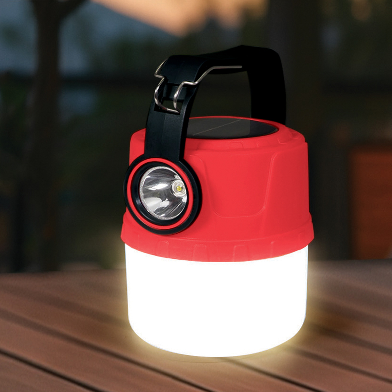 ソーラー＆USB充電式マルチライト（レッド）