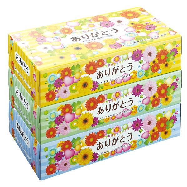 ありがとうBOXティッシュ150W3個組