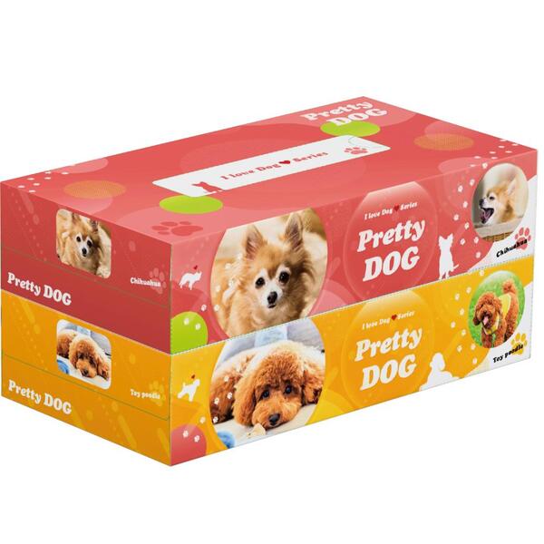 プリティドッグBOXティッシュ130W2個組