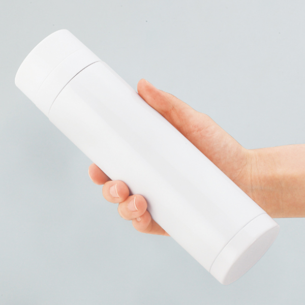 フルカラー印刷対応ストッパー付き真空ステンレスボトル(340ml)(白)