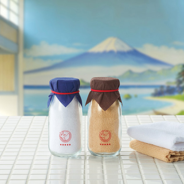 牛乳瓶入りハンカチタオル