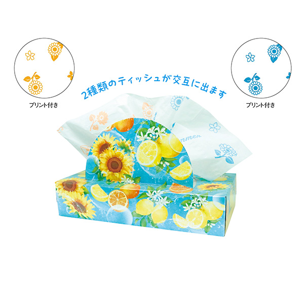 夏柄BOXティッシュ120W ビタミンサマー