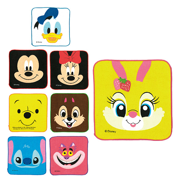 キャラクター顔柄ミニタオル