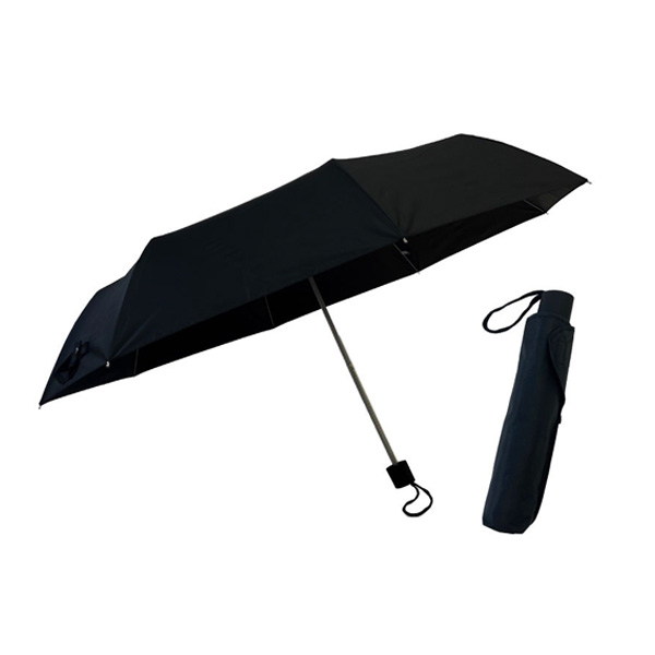 遮光 軽量 晴雨兼用 耐風 大判 60㎝ 折(ブラック)