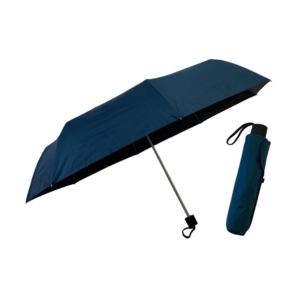 遮光 軽量 晴雨兼用 耐風 大判 60㎝ 折(ネイビー)