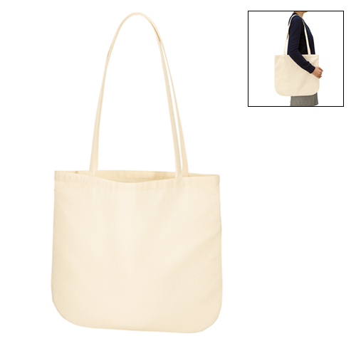厚手コットンラウンドボトムバッグ（M）ナチュラル