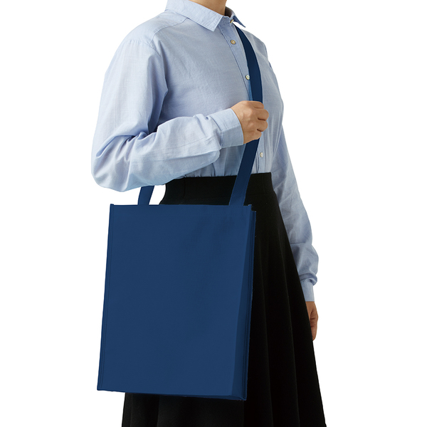不織布A4スクエアショルダートート　ディープブルー